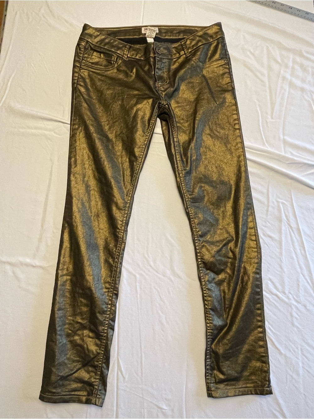 Y2K & Indie Sleaze Vintage Mudd Shimmery Gold Denim Low Rise Skinny Jeans